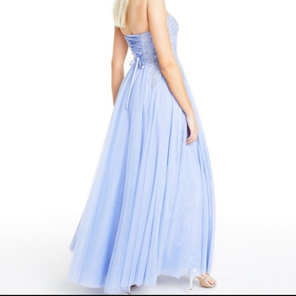 Say Yes to the Prom Women Blue Juniors Beaded Corset-Back Gown Dress Size 5 - Picture 3 of 12